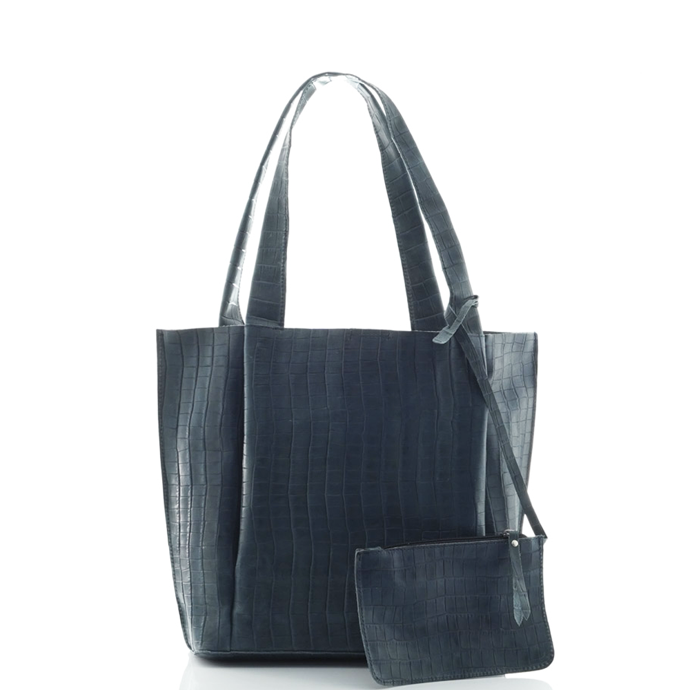 Дамска чанта от естествена кожа модел BRENDA blue cro
